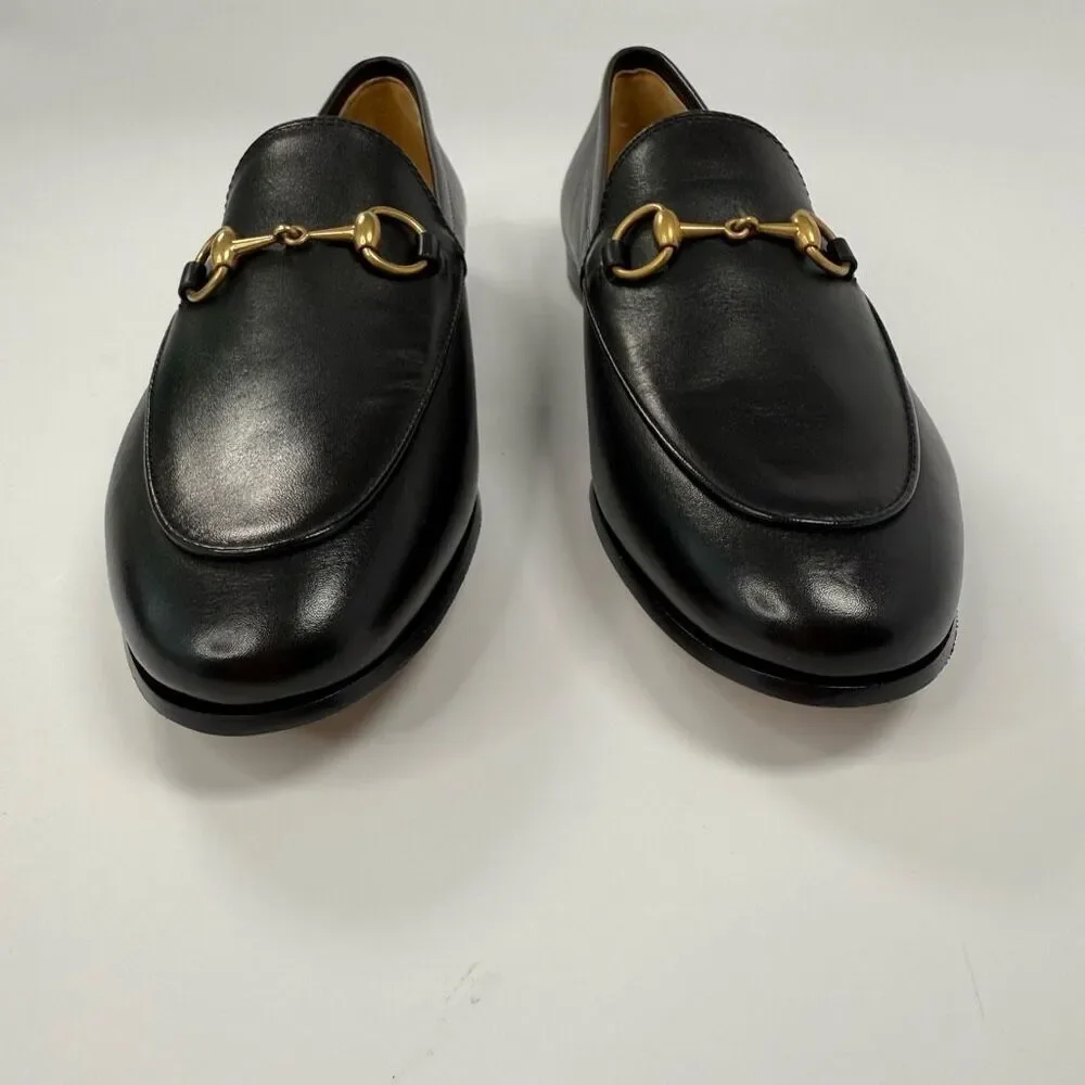 GUCCI Calfskin Womens Jordaan Loafers Size 37 Black